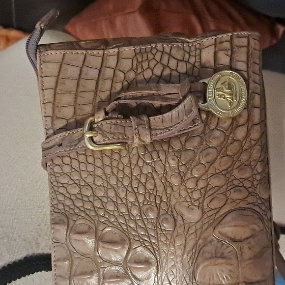 Brahmin Toasted Almond Melanie Handbag Croc Embossed Leather Shoulder Bag Preown - Picture 4 of 10